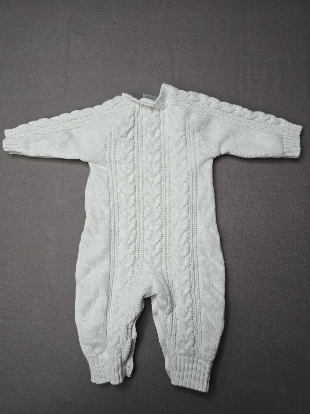 Ciraf Baby Cable Knit Romper White 100% Cotton Size 62 (2-4M) One Piece